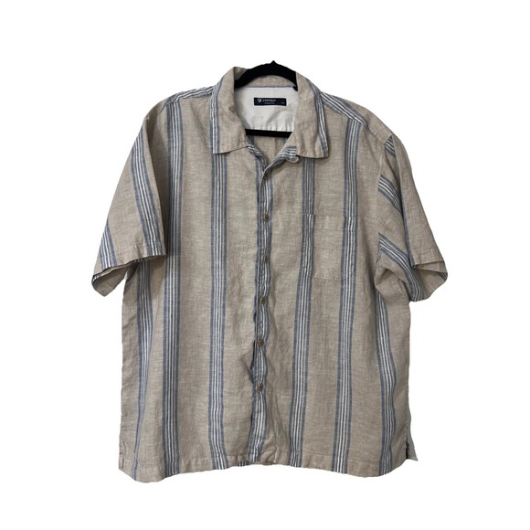 Daniel Cremieux Other - Cremieux Collection Linen Shirt XL Short Sleeve Button Down Blue‎ Gray Striped